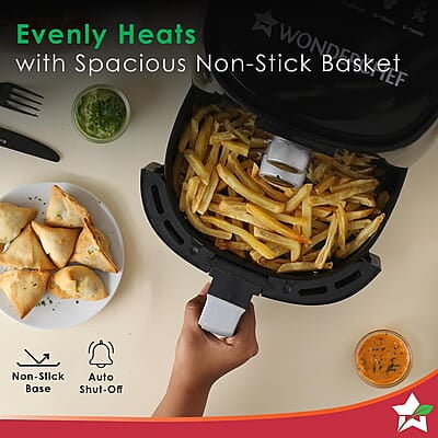 Wonderchef Prato Manual Air Fryer for Home & Kitchen with 5 Pre-set Menu 3.8 Litres Non-stick Basket Wonderchef Prato Manual Air Fryer for Home & Kitchen with 5 Pre-set Menu 3.8 Litres Non-stick Basket