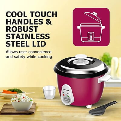 Crompton Harvest Pro Food Grade Non-stick Rice Cooker with 1.8 liter capacity Instant 15 miin cooking additional cooking bowl Crompton Harvest Pro Food Grade Non-stick Rice Cooker with 1.8 liter capacity Instant 15 miin cooking additional cooking bowl