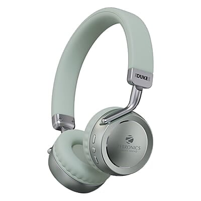 ZEBRONICS DUKE 2 Wireless Headphone, Supports Bluetooth, Dual Pairing, Deep Bass, up to 60h Battery Backup, AUX, Environmental Noise Cancellation, Gaming Mode, Now with Type C Charging