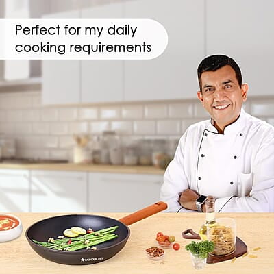Wonderchef Caesar Forged Virgin Aluminium Fry Pan, 24cm, Black, Healthy Greblon C3 Wonderchef Caesar Forged Virgin Aluminium Fry Pan, 24cm, Black, Healthy Greblon C3