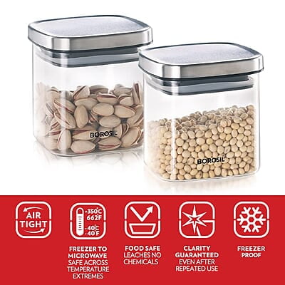 BOROSIL SET OF 2 KLIP - N - STORE(SQUARE + ROUND) BOROSIL SET OF 2 KLIP - N - STORE(SQUARE + ROUND)