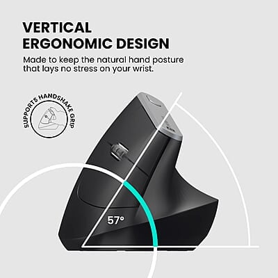 Portronics Toad Ergo Vertical Advanced Wireless Ergonomic Mouse 2.4Ghz, 6D Button, Wrist Support, Adjustable DPI Upto 1200, Supports Hand Posture Portronics Toad Ergo Vertical Advanced Wireless Ergonomic Mouse 2.4Ghz, 6D Button, Wrist Support, Adjustable DPI Upto 1200, Supports Hand Posture