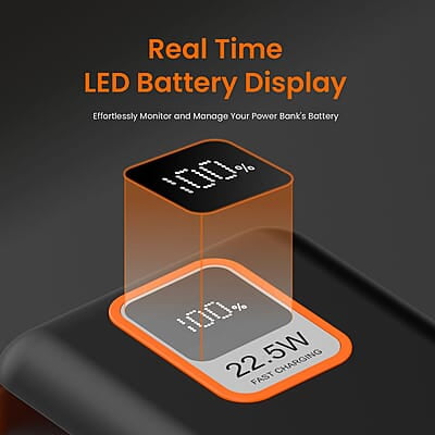Portronics Ampbox 10K 10000 mAh Power Bank with 22.5W Fast Charging, Digital Display, Dual Output Portronics Ampbox 10K 10000 mAh Power Bank with 22.5W Fast Charging, Digital Display, Dual Output