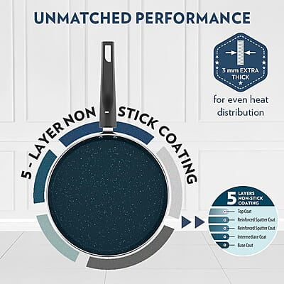 Borosil ProChef Non-Stick Aluminum Flat Tawa 25 cm | Gas Stove Compatible, Thick Uniform Body for Even Heating, Dishwasher Safe | 5 Layer Nonstick Coating, PFOA Free | 1 Year Warranty | Blue Borosil ProChef Non-Stick Aluminum Flat Tawa 25 cm | Gas Stove Compatible, Thick Uniform Body for Even Heating, Dishwasher Safe | 5 Layer Nonstick Coating, PFOA Free | 1 Year Warranty | Blue