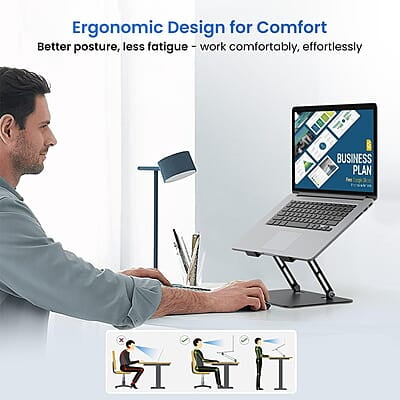 Portronics My Buddy K3 Pro Laptop Stand with Adjustable Height & Angle, Foldable Portable Design, Improved Air Flow