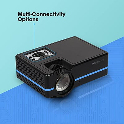 ZEBRONICS ZEB-LP2000M Full HD Home Theatre Projector with Miracast, DLNA/Airplay Support, Built in Speaker, HDMI/VGA, 1080p Support and Remote Control ZEBRONICS ZEB-LP2000M Full HD Home Theatre Projector with Miracast, DLNA/Airplay Support, Built in Speaker, HDMI/VGA, 1080p Support and Remote Control