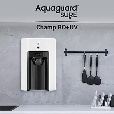 Aquaguard Champ RO+UV Water Purifier | Free Service Plan Worth ₹2000 | Suitable for Borewell, Tanker & Municipal Water | 30x Impurity Removal vs Local Purifiers Aquaguard Champ RO+UV Water Purifier | Free Service Plan Worth ₹2000 | Suitable for Borewell, Tanker & Municipal Water | 30x Impurity Removal vs Local Purifiers