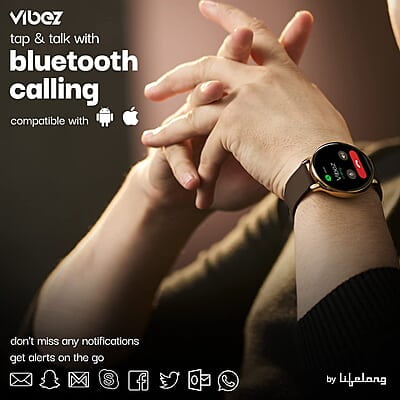 Vibez by Lifelong Smartwatch for Women with 2 Silicone Straps, Bluetooth Calling, HD Display, Multiple Watch Faces, Sports Modes, Health Tracking Vibez by Lifelong Smartwatch for Women with 2 Silicone Straps, Bluetooth Calling, HD Display, Multiple Watch Faces, Sports Modes, Health Tracking