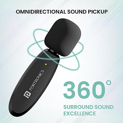 Portronics Dash 7 Omnidirectional Type C Wireless Microphone, Noise Cancellation, Plug & Play, Lapel Wireless Mic for Video Recording Portronics Dash 7 Omnidirectional Type C Wireless Microphone, Noise Cancellation, Plug & Play, Lapel Wireless Mic for Video Recording