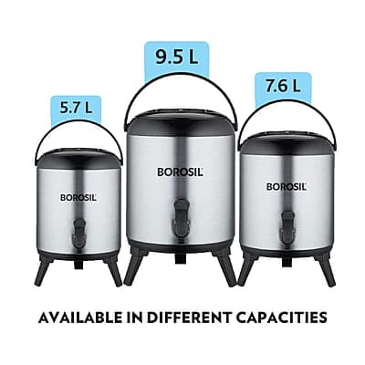 Borosil Stainless Steel Hydra Wonder Jug, 9.5 Liter, Silver