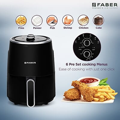 Faber 1300W, 2Liter Hot Air Fryer (FAF 2.0 BK) Black, Small Faber 1300W, 2Liter Hot Air Fryer (FAF 2.0 BK) Black, Small
