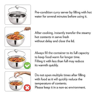 Borosil - Stainless Steel Insulated Curry Server, Set of 2 (500ml + 900ml) Silver Borosil - Stainless Steel Insulated Curry Server, Set of 2 (500ml + 900ml) Silver
