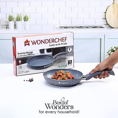 Wonderchef Aluminium Granite Frying Pan, Grey, 20cm, 1L Wonderchef Aluminium Granite Frying Pan, Grey, 20cm, 1L