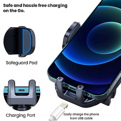 Portronics Clamp M2 Adjustable Car Mobile Phone Holder Stand for Dashboard & Windshield, 360° Rotational, Strong Suction Cup, Compatible with 4 to 6 inch Devices