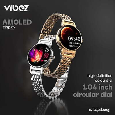 Vibez by Lifelong Ruby 1.04" AMOLED Smartwatch for Women with Metal Strap, Bluetooth Calling, 60 Hz, Voice Assistance Vibez by Lifelong Ruby 1.04" AMOLED Smartwatch for Women with Metal Strap, Bluetooth Calling, 60 Hz, Voice Assistance