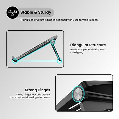Portronics My Buddy Hexa 5 Laptop Stand with Foldable & Ventilated Design, Ergonomic Elevation, Anti-Slip Silicon Pads