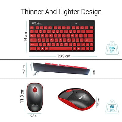 Portronics Key2-A Combo of Multimedia Wireless Keyboard & Mouse, Compact Light-Weight for PCs, Laptops and Smart TV