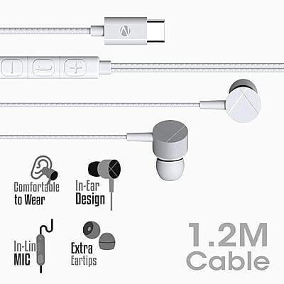 ZEBRONICS Zeb-Buds C2 in Ear Type C Wired Earphones with Mic, Braided 1.2 Metre Cable, Metallic Design, 10mm Drivers, in Line Mic & Volume Controller ZEBRONICS Zeb-Buds C2 in Ear Type C Wired Earphones with Mic, Braided 1.2 Metre Cable, Metallic Design, 10mm Drivers, in Line Mic & Volume Controller