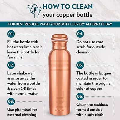 Borosil Chakra Copper Water Bottle, 100% Copper, Leak-proof, For Everyday Use, 1 L, Bronze Borosil Chakra Copper Water Bottle, 100% Copper, Leak-proof, For Everyday Use, 1 L, Bronze
