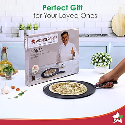 Wonderchef Forza Cast-Iron 27 cm Dosa Tawa Pan  4 mm Pre-Seasoned Cookware