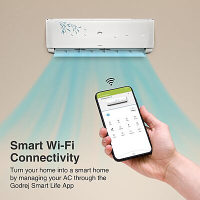 Godrej 1.5 Ton 3 Star, Wi-Fi, 5 Years Comprehensive Warranty, 5-In-1 Convertible Cooling Inverter Art Studio Split AC