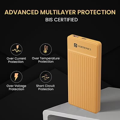 Portronics Luxcell B 10K 10000 mAh 22.5W Fast Charging Power Bank, Ultra Slim Power Bank with Mach USB-A Output, Type C PD Output Portronics Luxcell B 10K 10000 mAh 22.5W Fast Charging Power Bank, Ultra Slim Power Bank with Mach USB-A Output, Type C PD Output
