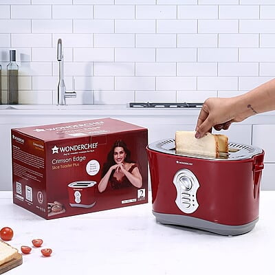 Wonderchef Crimson Edge Slice Toaster with Defrost, Reheat & Cancel Function 800 Watt Wonderchef Crimson Edge Slice Toaster with Defrost, Reheat & Cancel Function 800 Watt
