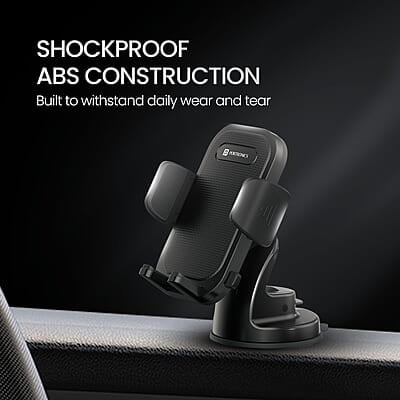 Portronics Clamp M4 Car Phone Holder Stand with 360 Degree Rotation Mobile Stand for Car