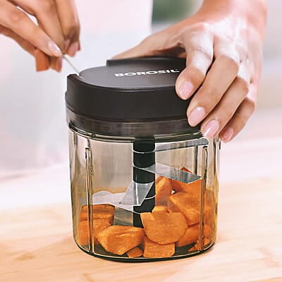 Borosil EazyPull Chopper with 6 Blades, Pull Chopper with Durable String, Mini Chopper for Kitchen, For Chopping Vegetables, Leafy Greens & Herbs, BPA-free, Unbreakable 900 ml Chopping Bowl Borosil EazyPull Chopper with 6 Blades, Pull Chopper with Durable String, Mini Chopper for Kitchen, For Chopping Vegetables, Leafy Greens & Herbs, BPA-free, Unbreakable 900 ml Chopping Bowl