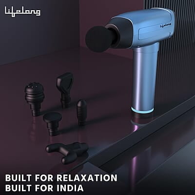 Lifelong Gun Massager Percussion for Full Body Pain Relief 6 Heads LED Touch 30 Speed Levels Premium Bag Lifelong Gun Massager Percussion for Full Body Pain Relief 6 Heads LED Touch 30 Speed Levels Premium Bag