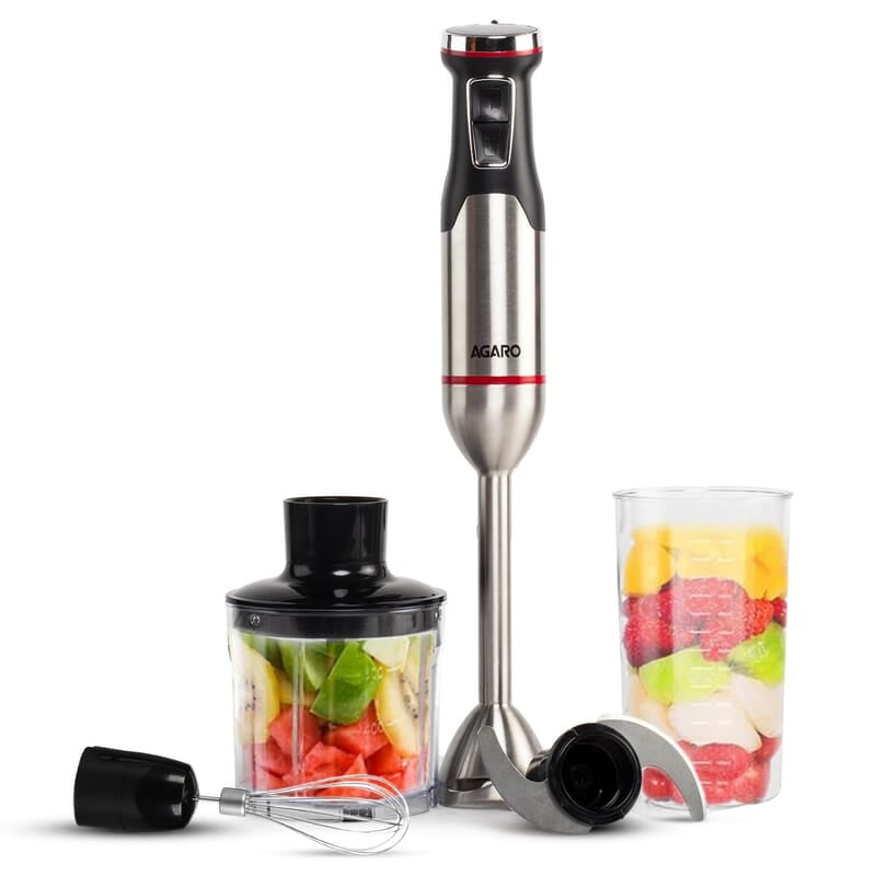 AGARO Royal Hand Blender & Chopper, 1500W Copper Motor, 2 Modes & 20 adjustable Speed, Chopping, Mixing, Puree, Stainless Steel Blades