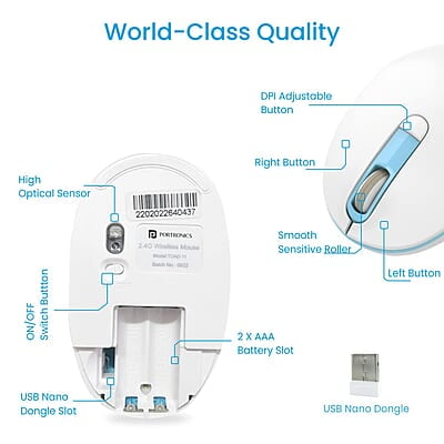 Portronics Toad 11 Wireless Mouse, 2.4 GHz Connectivity with USB Nano Dongle, Adjustable DPI Up To 1600, Ambidextrous for Laptop, MacBook, PC Portronics Toad 11 Wireless Mouse, 2.4 GHz Connectivity with USB Nano Dongle, Adjustable DPI Up To 1600, Ambidextrous for Laptop, MacBook, PC
