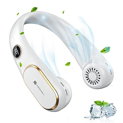 Portronics Gobreeze Portable Rechargeable Neck Fan, Upto 6 Hours Playtime, LED Display, Bladeless Fan, 4 Speed Mode, Adjustable Size, 360° Cooling Neck Fan, Noiseless Fan, Type C Fast Charging