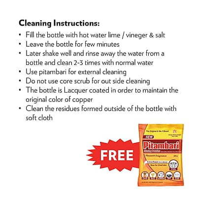 Borosil Copper Water Bottle, 1 Litre, Bottle Cleaner