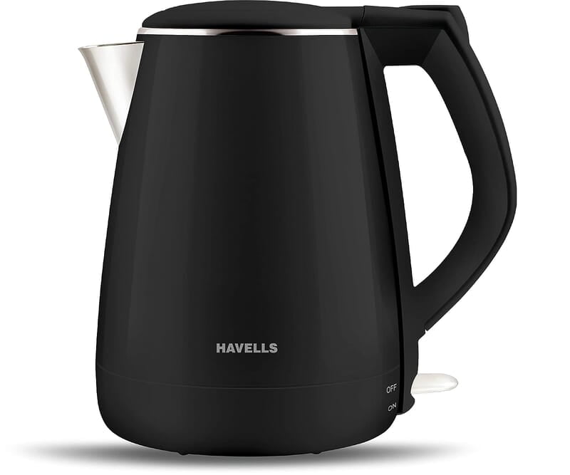 Havells Electric Kettle Aqua Plus 1250 Watts 1.2 liters , Double Layered Cool Touch Outer Body black Havells Electric Kettle Aqua Plus 1250 Watts 1.2 liters , Double Layered Cool Touch Outer Body black