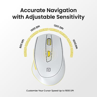 Portronics Toad 32 Wireless Mouse with 6 Buttons, 2.4 GHz Connectivity, 10m Working Range, Ergonomic Design, Adjustable Optical DPI, Auto Power Saving, for Laptop & PC