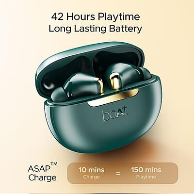 boAt Airdopes 141 ANC TWS in-Ear Earbuds w/ 32 dB ANC, 42 Hrs Playback, 50ms Low Latency Beast Mode, 4 Mics with ENx, ASAP Charge, IWP Twch with BT v5.3 & IPX5 Ear Buds TWS boAt Airdopes 141 ANC TWS in-Ear Earbuds w/ 32 dB ANC, 42 Hrs Playback, 50ms Low Latency Beast Mode, 4 Mics with ENx, ASAP Charge, IWP Twch with BT v5.3 & IPX5 Ear Buds TWS