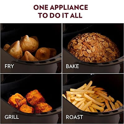 Borosil Best 3.5 L Capacity Air Fryer| 4 in 1 Function | Air Fryer for Bake, Grill, Roast, Reheat etc. | 90% Less Oil | 1450 Watt with 2 Years Warranty