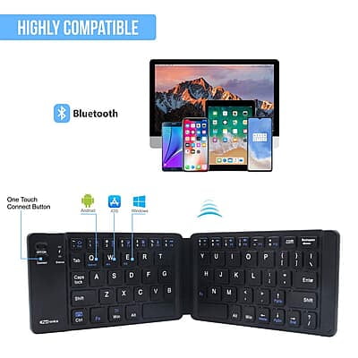 Portronics Chicklet Foldable QWERTY Keyboard, Mini Pocket Sized, Rechargeable, Bluetooth Wireless, One Touch Connect Button Portronics Chicklet Foldable QWERTY Keyboard, Mini Pocket Sized, Rechargeable, Bluetooth Wireless, One Touch Connect Button