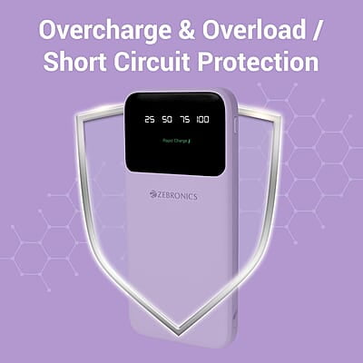 ZEBRONICS MW60 Power Bank, 10000 mAh, Rapid Charge, 20W Output, Outputs - Dual USB | Dual Type C | Lightning, Type C PD, LED Indicator, Built in I/O Cables