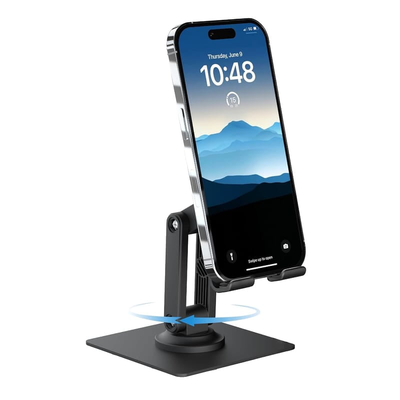 Ambrane 360° Rotation, Foldable Design Mobile Stand with Stable Metalic Round Base, Multiple Height & Angle adjustments Compatible with Smartphones, Tablets, Kindles & iPad Twistand 360 Ambrane 360° Rotation, Foldable Design Mobile Stand with Stable Metalic Round Base, Multiple Height & Angle adjustments Compatible with Smartphones, Tablets, Kindles & iPad Twistand 360