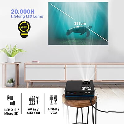 ZEBRONICS ZEB-LP2000M Full HD Home Theatre Projector with Miracast, DLNA/Airplay Support, Built in Speaker, HDMI/VGA, 1080p Support and Remote Control ZEBRONICS ZEB-LP2000M Full HD Home Theatre Projector with Miracast, DLNA/Airplay Support, Built in Speaker, HDMI/VGA, 1080p Support and Remote Control