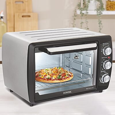 Borosil OTG Pro Plus 20 Litres Oven Toaster Griller, Motorized Rotisserie, Pizza Oven, Cake Oven for Baking | 6 Heating Option | 2 years Warranty