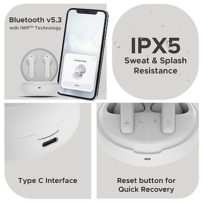 boAt Airdopes Sonik in Ear TWS Earbuds with 60 hrs Playback, IWP Tech, Quad Mics with ENx, ASAP Charge, 11 mm Drivers, BT v5.3 & IPX4 Sweat and Splash Resistance