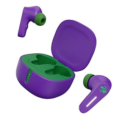 Zebronics DC Joker Edition Sound Bomb 7 TWS Wireless in Ear Earbuds with 40H* Backup, Rapid Charge, 50ms Gaming Mode, ENC mic, Voice Assistant, Flash Connect, Splash Proof, BT v5.2 and Type C