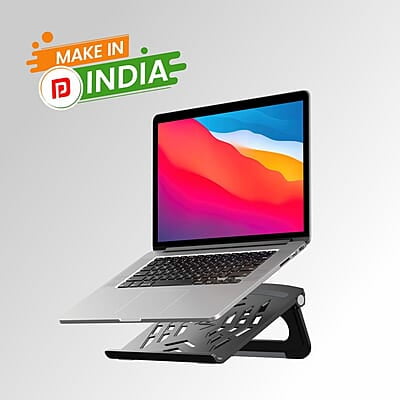 Portronics My Buddy Hexa 5 Laptop Stand with Foldable & Ventilated Design, Ergonomic Elevation, Anti-Slip Silicon Pads