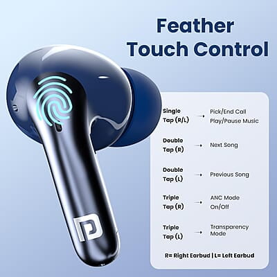 Portronics Harmonics Twins 28 ANC TWS in Ear Earbuds with Smart Touch Control, 50 Hours Playback, Quad Mic ENC Portronics Harmonics Twins 28 ANC TWS in Ear Earbuds with Smart Touch Control, 50 Hours Playback, Quad Mic ENC