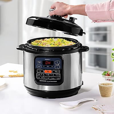 Borosil Instacook 6 L Electric Stainless Steel Pressure Cooker | 12 Digitized Indian Cooking Programs | 15 Hour Delay Timer | One Touch Instat Cooking | Idli Maker, Rice Cooker | 2 Year Warranty Borosil Instacook 6 L Electric Stainless Steel Pressure Cooker | 12 Digitized Indian Cooking Programs | 15 Hour Delay Timer | One Touch Instat Cooking | Idli Maker, Rice Cooker | 2 Year Warranty