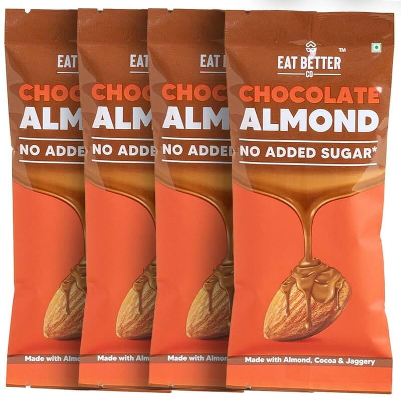Eat Better Co - Chocolate Coated Nuts - No Added Sugar - 100% Natural - Sweetned using Jaggery - Healthy Chocolate (Chocolate Coated Almonds - Pack of Four - 160 gm) Eat Better Co - Chocolate Coated Nuts - No Added Sugar - 100% Natural - Sweetned using Jaggery - Healthy Chocolate (Chocolate Coated Almonds - Pack of Four - 160 gm)