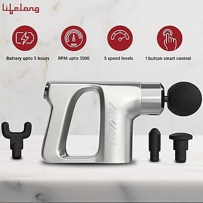 Lifelong Massage Gun - Full Body Massager - Percussion Gun Machine with Threaded Belt for Deep Tissue Muscle Massage